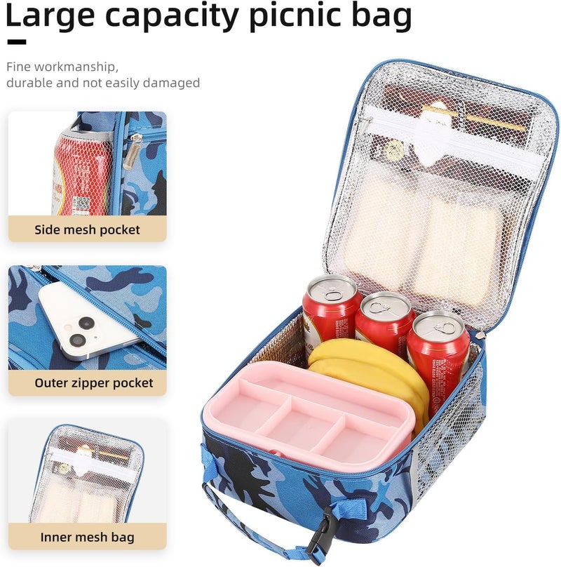 Lovoeo AYEANY Lunch box Lunch bag for men women Lunchbox Lunch bags Insulated Lunch bag Lunch box cooler (Blue camo), Large - Image 5
